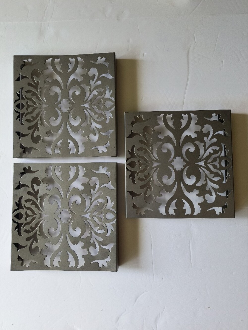Umbra U Loft Silver Grey Metal Cut Wall Accents 9 5/8" Sq Set Of 3 No Hardware